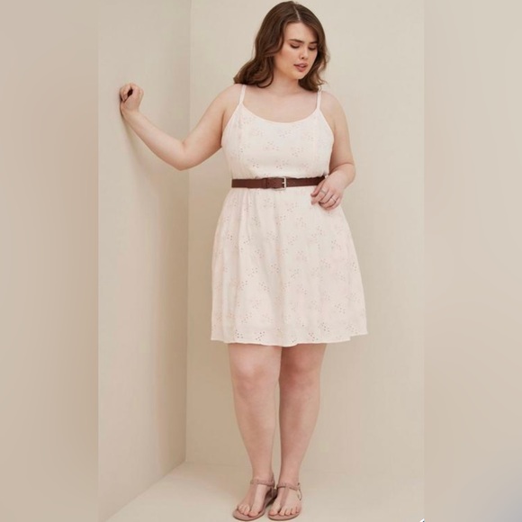 torrid Dresses & Skirts - Torrid Trapeze Cami Dress - Eyelet Crepe Light Pink